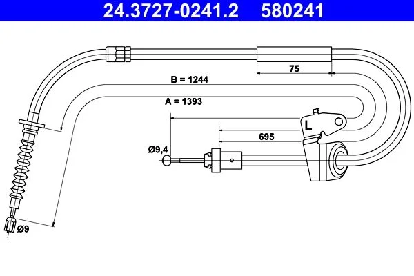 Cable Pull, parking brake ATE 24.3727-0241.2