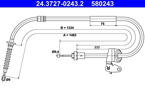 Cable Pull, parking brake ATE 24.3727-0243.2