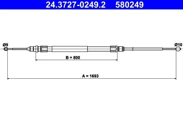 Cable Pull, parking brake ATE 24.3727-0249.2