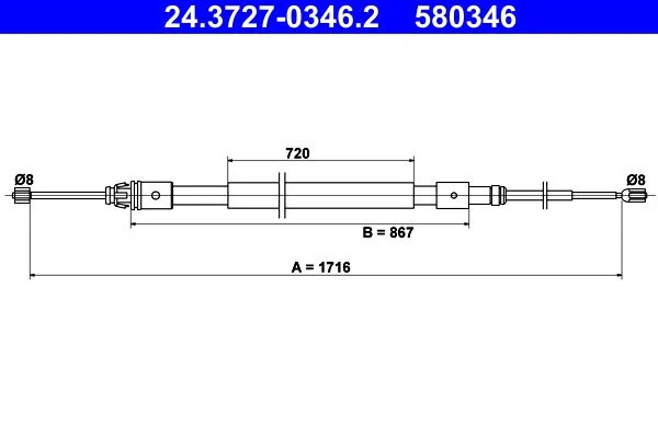 Poteg kabla, parkirna zavora ATE 24.3727-0346.2