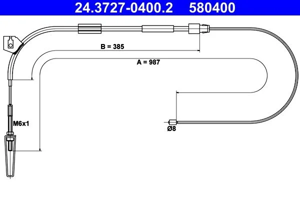 Cable Pull, parking brake ATE 24.3727-0400.2