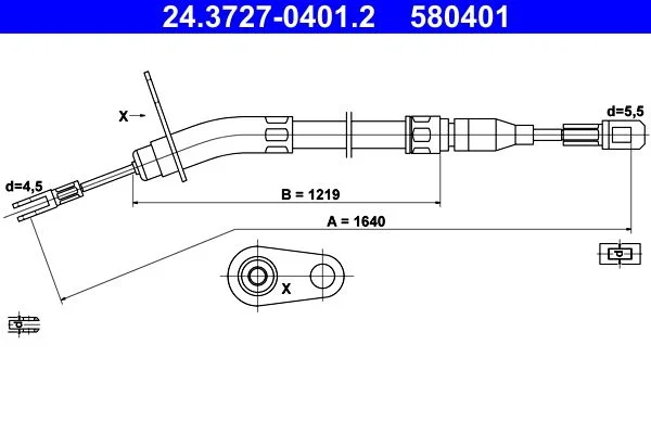 Cable Pull, parking brake ATE 24.3727-0401.2