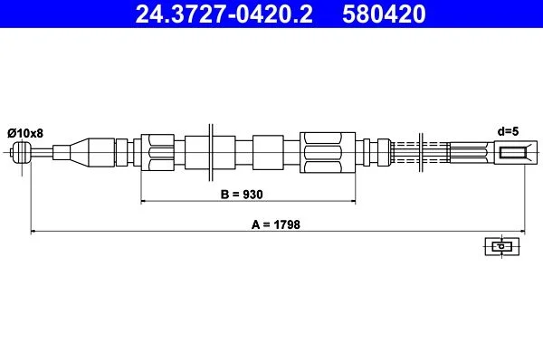 Cable Pull, parking brake ATE 24.3727-0420.2