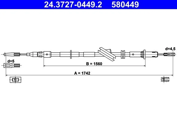 Poteg kabla, parkirna zavora ATE 24.3727-0449.2