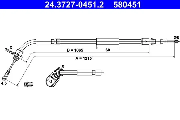 Cable Pull, parking brake ATE 24.3727-0451.2