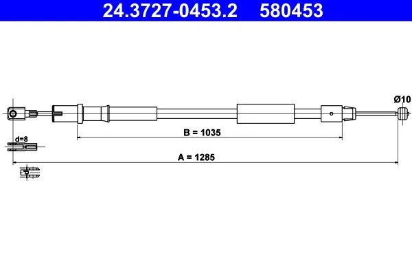 Cable Pull, parking brake ATE 24.3727-0453.2