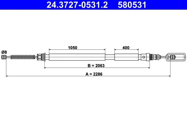 Cable Pull, parking brake ATE 24.3727-0531.2