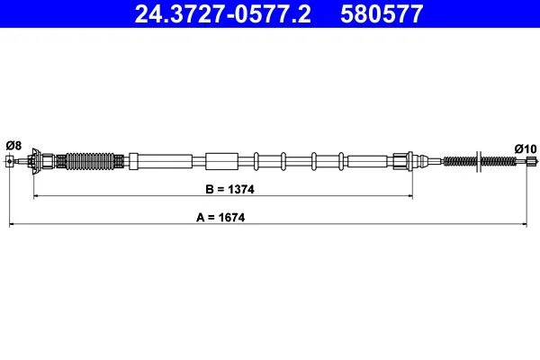 Cable Pull, parking brake ATE 24.3727-0577.2