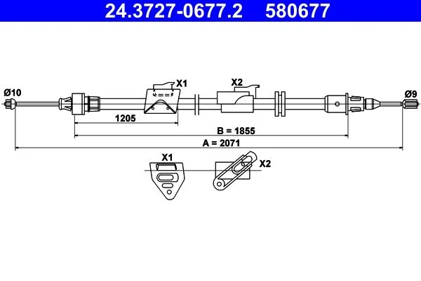 Cable Pull, parking brake ATE 24.3727-0677.2