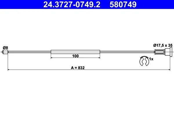 Cable Pull, parking brake ATE 24.3727-0749.2