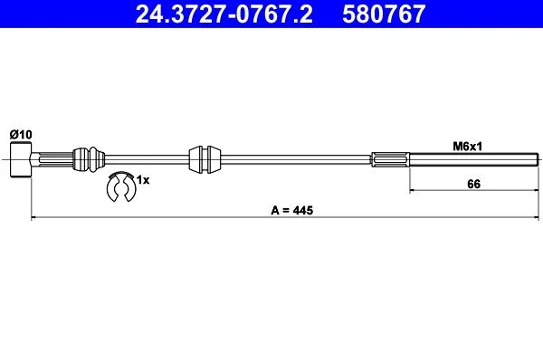 Cable Pull, parking brake ATE 24.3727-0767.2