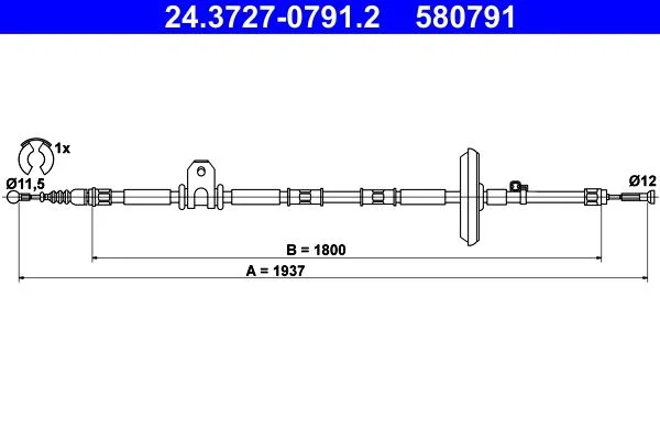 Cable Pull, parking brake ATE 24.3727-0791.2