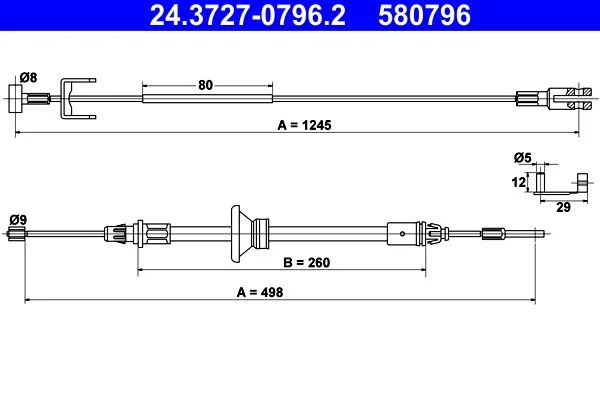 Cable Pull, parking brake ATE 24.3727-0796.2