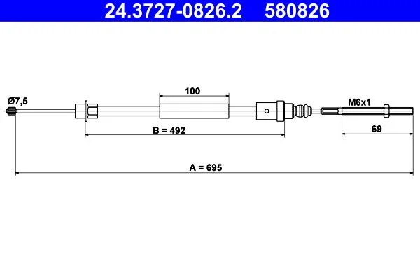 Cable Pull, parking brake ATE 24.3727-0826.2