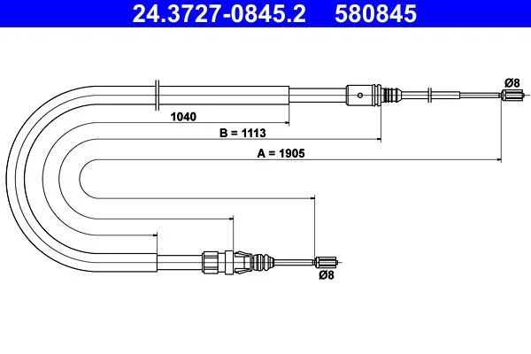 Cable Pull, parking brake ATE 24.3727-0845.2
