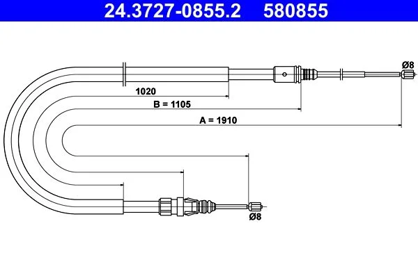 Cable Pull, parking brake ATE 24.3727-0855.2
