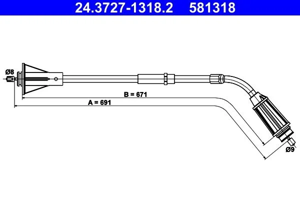 Cable Pull, parking brake ATE 24.3727-1318.2