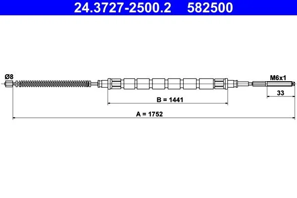 Cable Pull, parking brake ATE 24.3727-2500.2