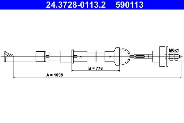 Cable Pull, clutch control ATE 24.3728-0113.2