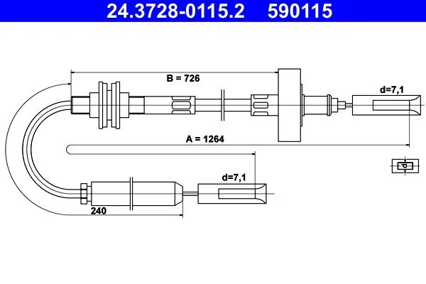 Cable Pull, clutch control ATE 24.3728-0115.2