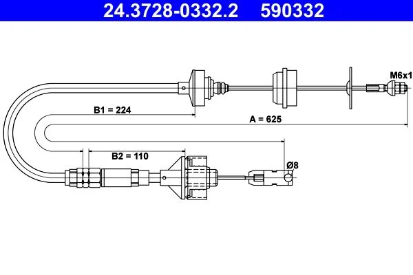 Cable Pull, clutch control ATE 24.3728-0332.2