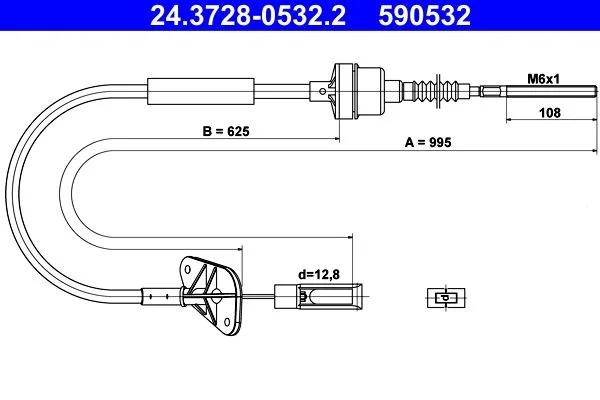 Cable Pull, clutch control ATE 24.3728-0532.2