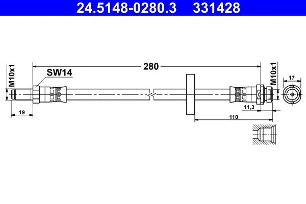 Brake Hose ATE 24.5148-0280.3