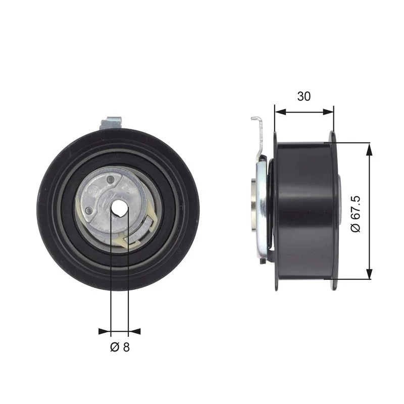 Tensioner Pulley, timing belt GATES T43062
