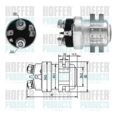 Solenoid Switch, starter HOFFER 46001