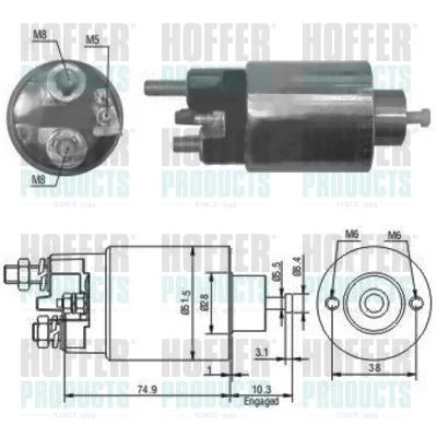Solenoid Switch, starter HOFFER 46029