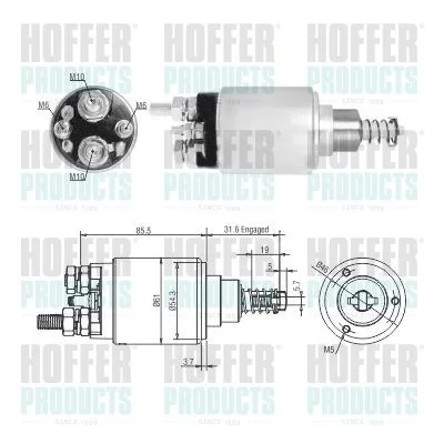 Solenoid Switch, starter HOFFER 46275