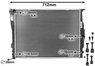 Radiator, engine cooling VAN WEZEL 06002303