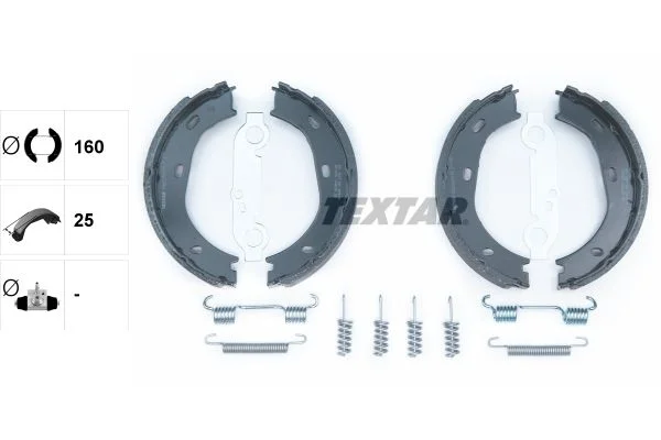 Komplet zavornih čeljusti, parkirna zavora TEXTAR 91025900