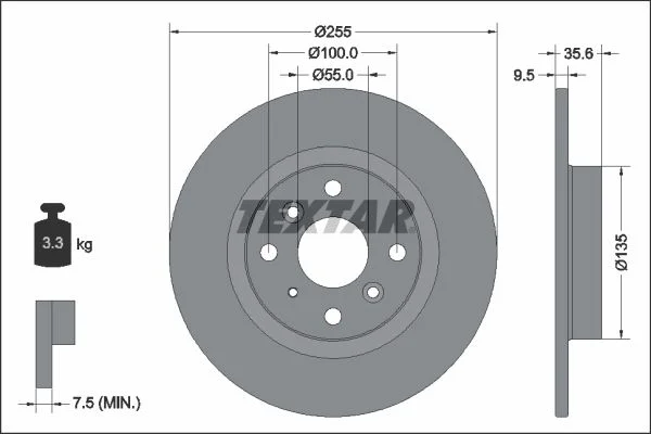 Brake Disc TEXTAR 92338203