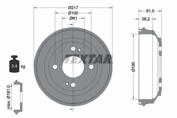 Brake Drum TEXTAR 94017500