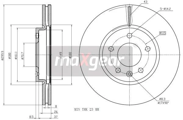 Brake Disc MAXGEAR 19-2332