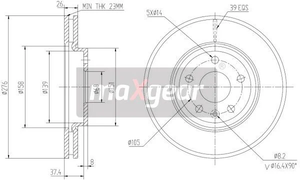 Zavorni disk MAXGEAR 19-2334