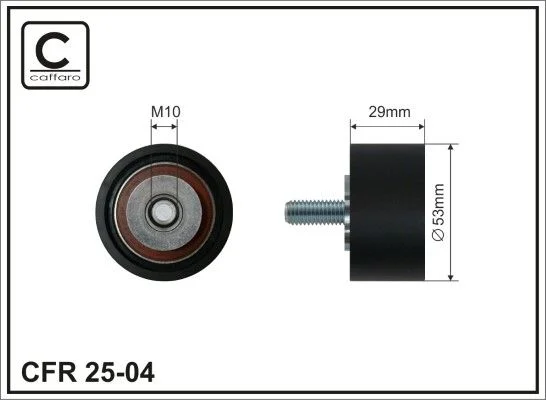 Deflection Pulley/Guide Pulley, timing belt CAFFARO 25-04