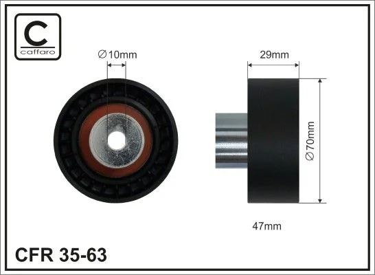 Deflection Pulley/Guide Pulley, timing belt CAFFARO 35-63