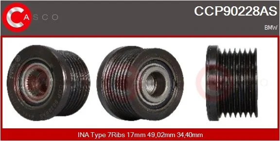 Belt Pulley, alternator CASCO - CZĘŚCI ALTERNATORY I ROZRUSZNIKI CCP90228AS