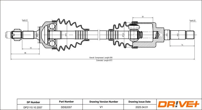 Drive Shaft Dr!ve+ DP2110.10.2057