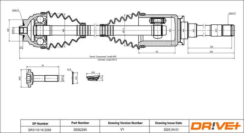 Drive Shaft Dr!ve+ DP2110.10.2295