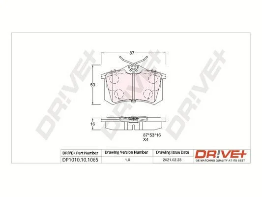 Brake Pad Set, disc brake Dr!ve+ DP1010.10.1065