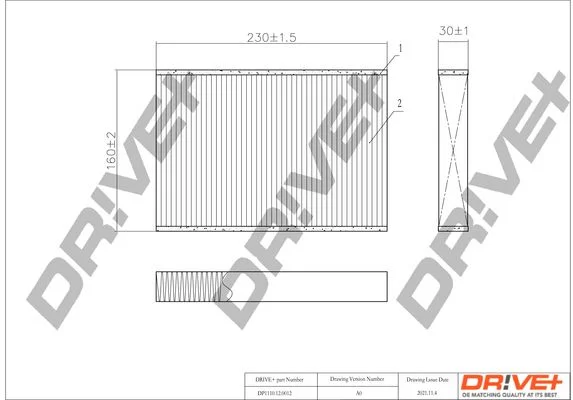 Filter, zračni filter v kabini Dr!ve+ DP1110.12.0012