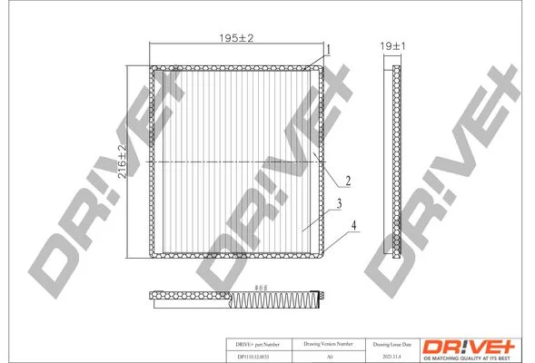 Filter, zračni filter v kabini Dr!ve+ DP1110.12.0033