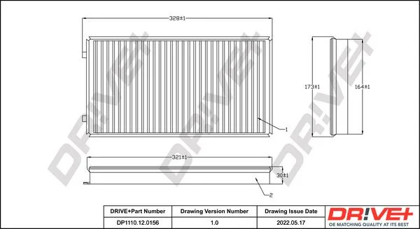 Filter, cabin air Dr!ve+ DP1110.12.0156