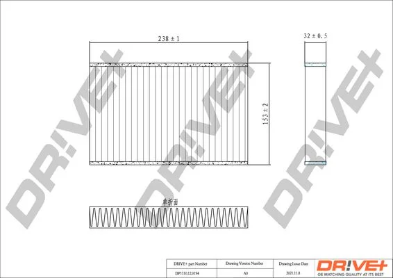 Filter, cabin air Dr!ve+ DP1110.12.0194