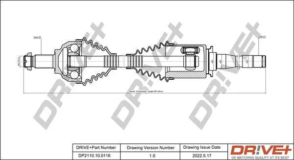 Drive Shaft Dr!ve+ DP2110.10.0116
