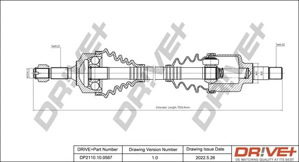 Drive Shaft Dr!ve+ DP2110.10.0587