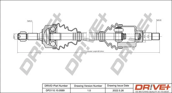 Drive Shaft Dr!ve+ DP2110.10.0589